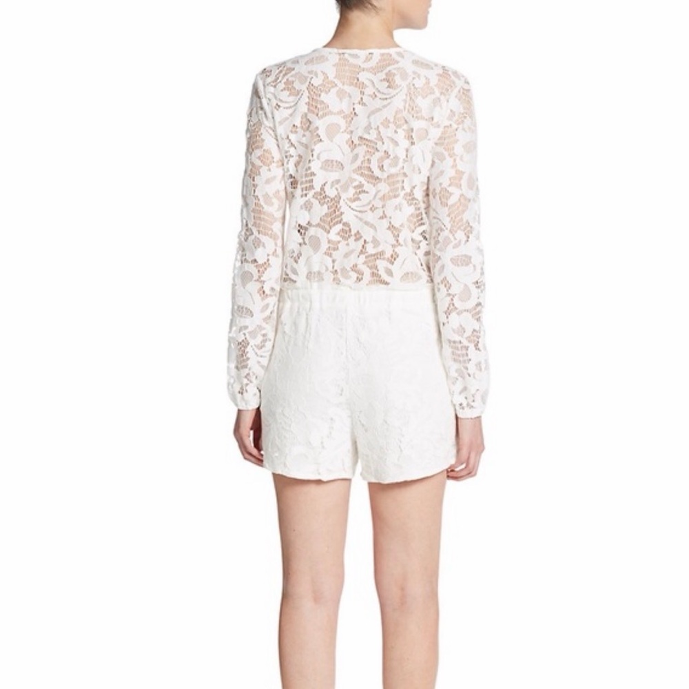 White Lace Long Sleeve Romper - Picture 2 of 5